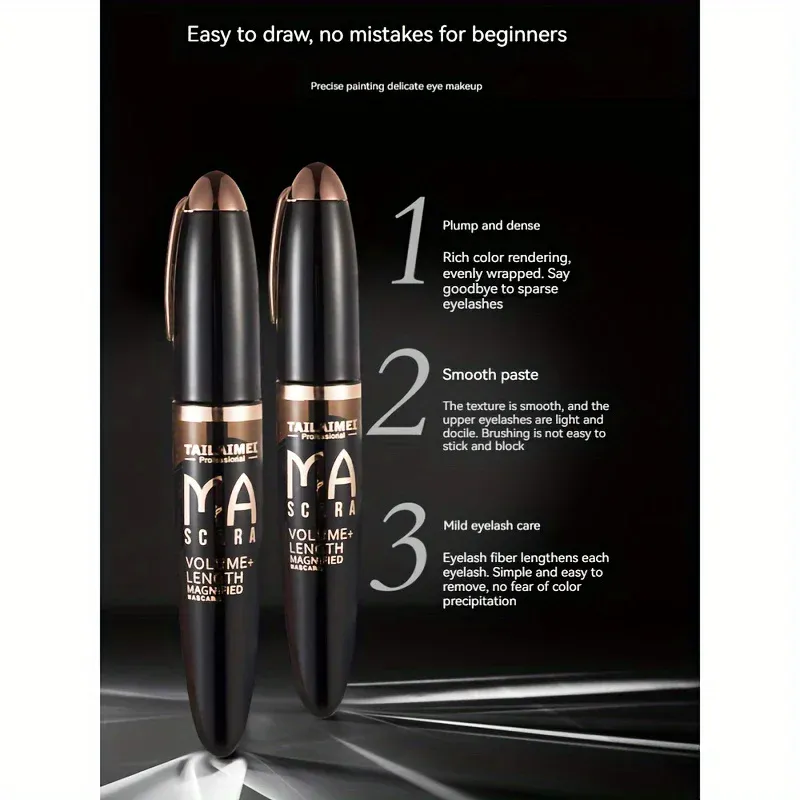 1 PC Waterproof 3D Mascara Thick Long Smudge-proof Plump Encrypted Long-lasting Curling Large Eye Makeup with 360° Spiral Brush — image 7