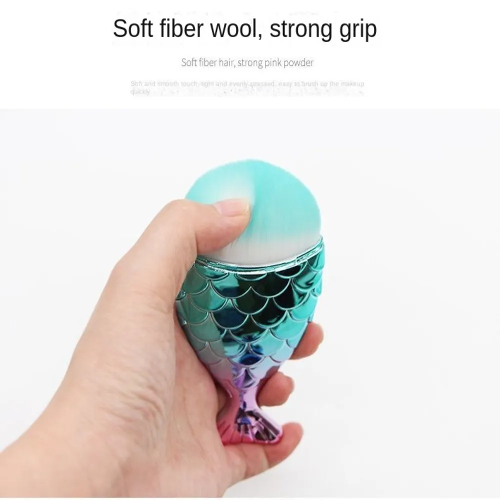 Mermaid Blush Powder Brush Fish Tail Shape Nail Brush Cosmetic Brushes Soft Colorful Cosmetic Brush Manicure Tool Nail Brush — image 2