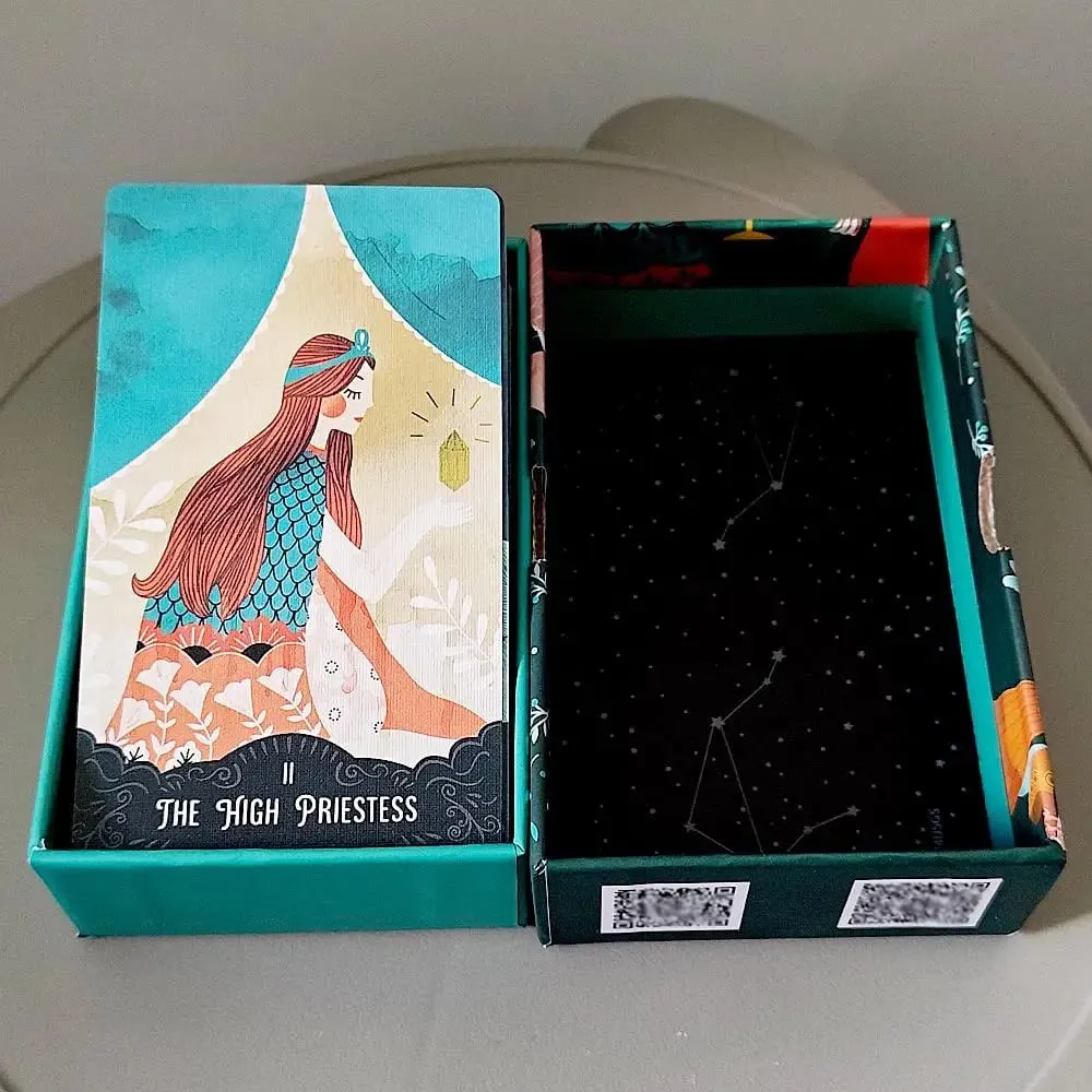 Star Maiden Tarot Deck 78-Card Deck Aesthetic Celestial Divineไพ่ทาโรต์ 2 ชิ้นกล่องแข็งคู่-นูน 12*7 ซม. — image 4
