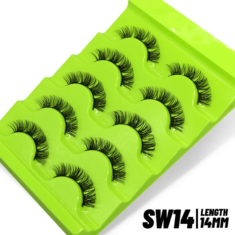 Cat eye Lashes 5/6 pairs Clear Band Lashes Natural Look 6D Wispy Eyelashes False Lashes Eyelashs Extension