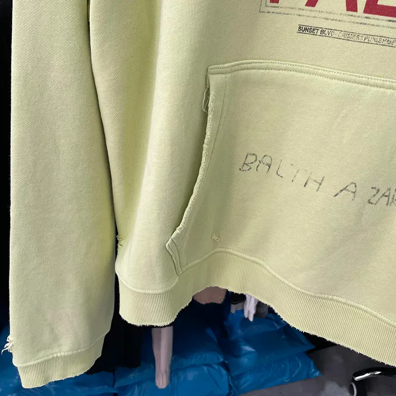 Nieuwe Oversize PALY Hoodies Heren Vrouw Gewassen Zwart Beschadigd Beste kwaliteit Casual Vintage Vest Zip Sweatshirts
