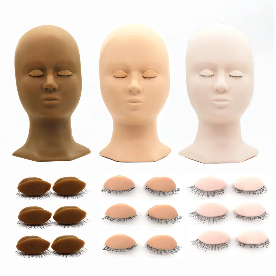 Mannequin Head For Eyelash Extension Training Kit With Removable Eyelids Silicone Cosmetic Model Heads Makeup Tools Gel Material — image 6