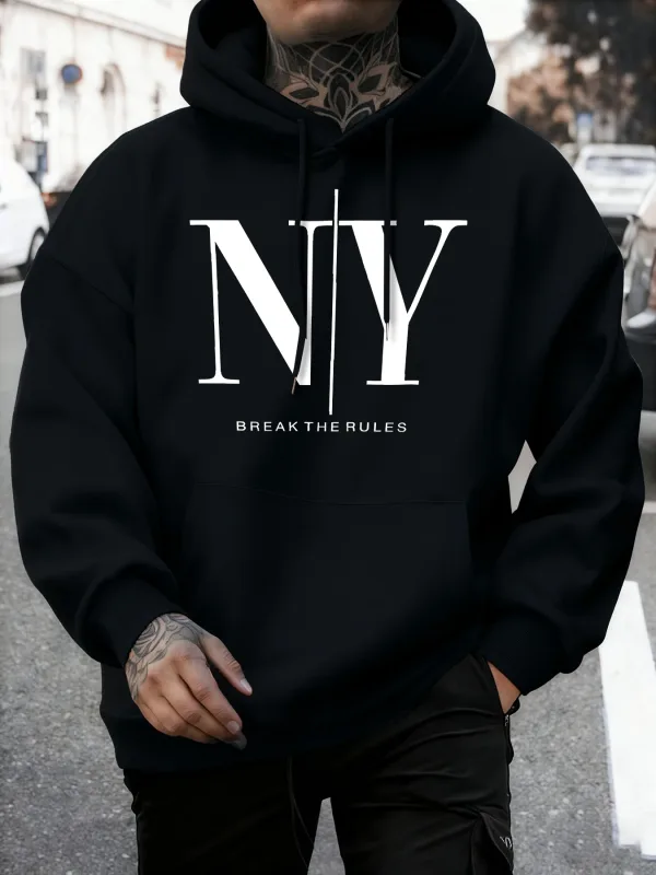 Infrangi le regole Sì No Stampe Felpe in pile autunnali Felpa con cappuccio da jogging morbida da uomo Street Comodi pullover Sport Abbigliamento sportivo allentato
