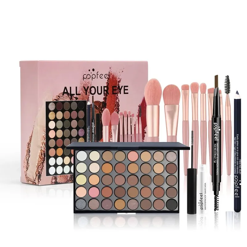 Professional Eye Makeup Set: Eyeshadow Palette Eyeliner Brow Pencil Mascara +8 Makeup Brushes - Perfect for Beginners — image 2
