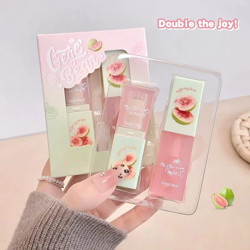 'Gege Bear' Cosmetics Gift Box (Fruity Moisturizing Lipstick and Lip Gloss Transparent Paint Cosmetics Set) — image 2