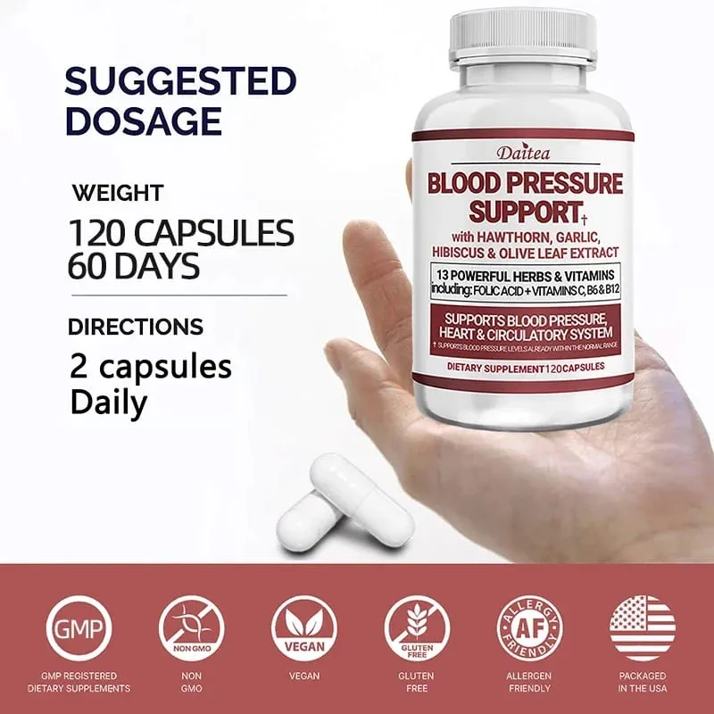Blood Pressure Support Supplement - Heart Cholesterol Cardio - 13 Vitamins with Vitamins C B6 & B12 Hawthorn & Olive Leaf — image 7