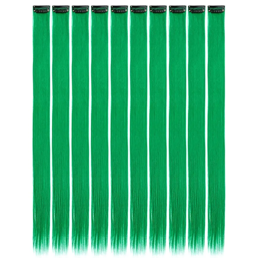 10PCS/Pack Colored Party Highlights Clip in Hair Extensions for Girls 22 Inches Omber colors Straight Hair Synthetic Hairpieces — image 32