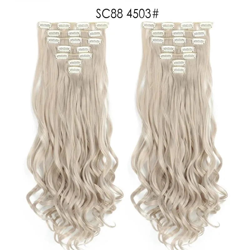 7pcs/Set Long Straight Hair Extension 16 Clips High Tempreture 22inch Synthetic Hairpiece Clip in Red Hair Extensions for Women — image 31