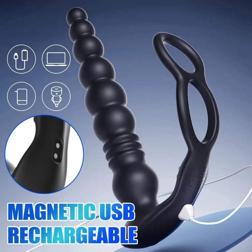 Male Prostate Massager Telescopic Anal Vibrator with Penis Ring Butt Plug Remote Control Wearable Anus Adult Sex Toy for Men Gay — image 3