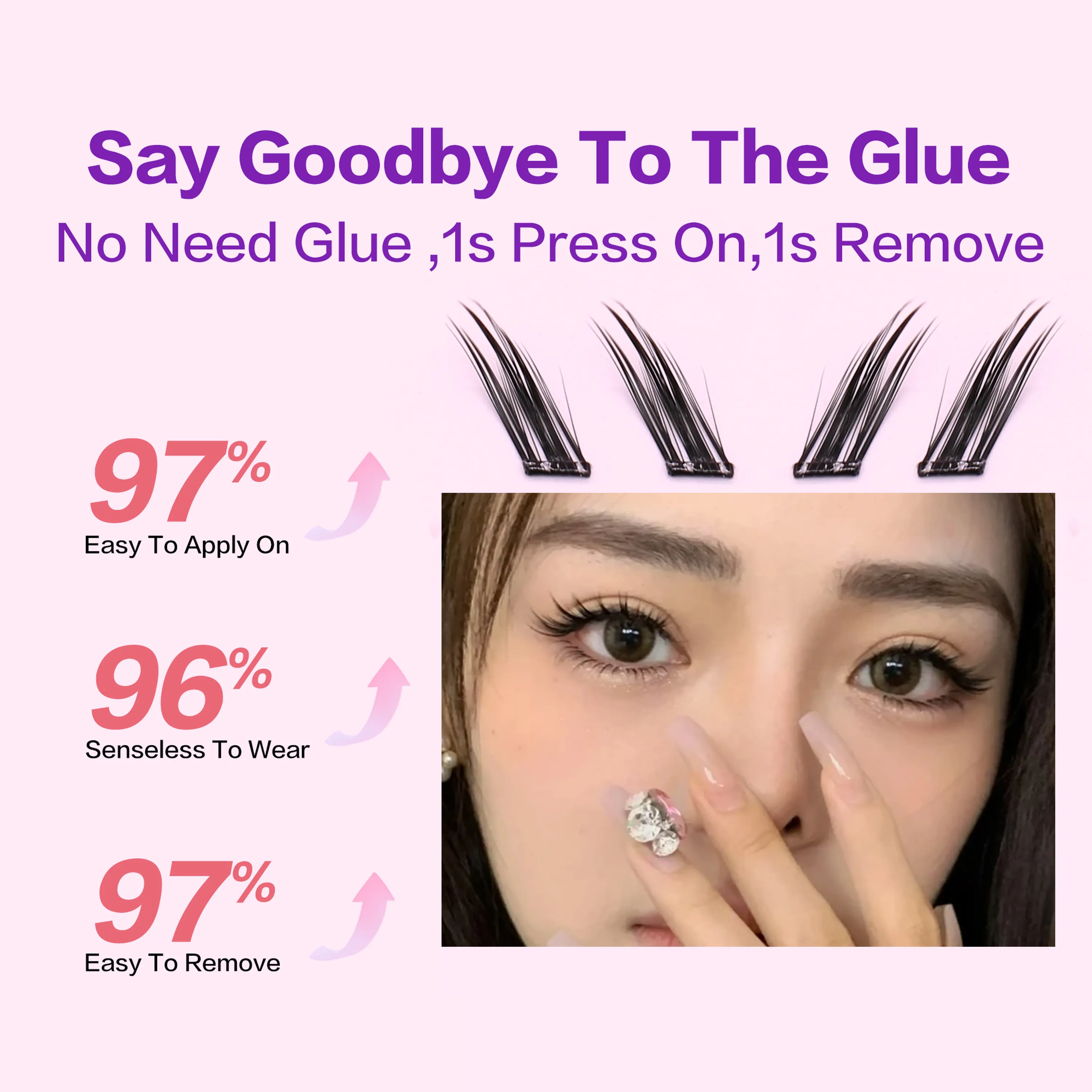 FindLove Fox Eye Lashes Pre Glued False Eyelashes C Curl 12mm Reusable Manga Lashes Soft No Glue Need Eyelash Makeup Tools