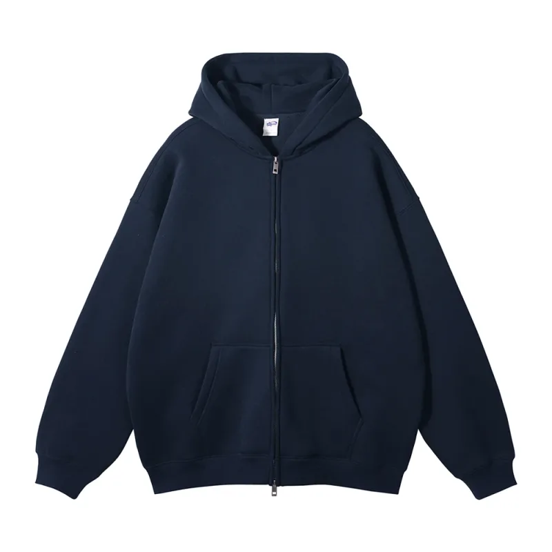 New Men Double Headed Zipper Fleece Hoodies Unisex Loose Basic Solid Warm Hooded Sweatshirts Coats For Winter HY0633 — image 52
