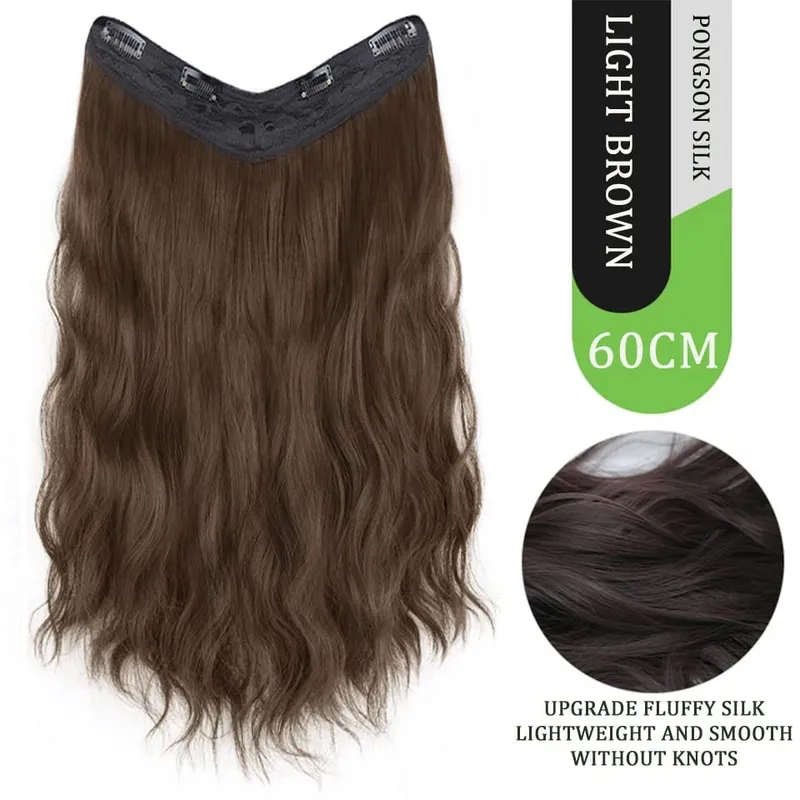 U Part Hair Extensions Synthetic Curly Wave Clips in Hair Extensions One Piece 3/4 Full Head Half Wig Straight Thick Hairpiece — image 16
