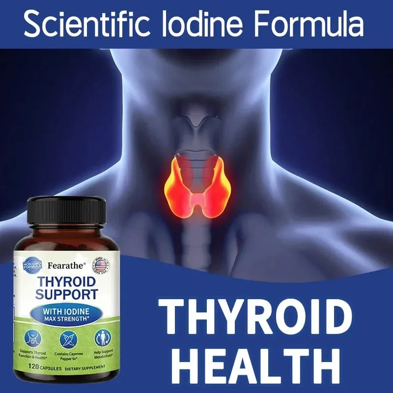Maximum Strength Iodine Capsules - Thyroid Support Supplement Helps Metabolism For Thyroid Function and Health — image 2
