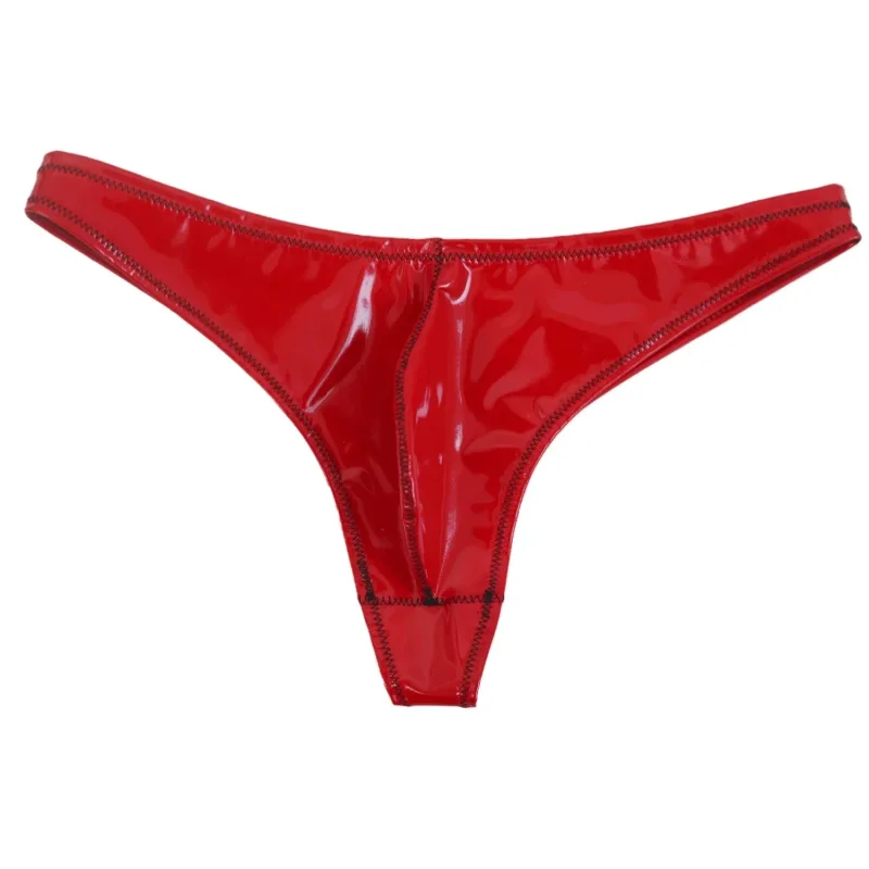 Sexy Männer Plus Größe Latex PVC Shiny Hot Short Convex U Pouch G-string Mode Unterwäsche Strumpfhosen Wäsche PU Bühne briefs