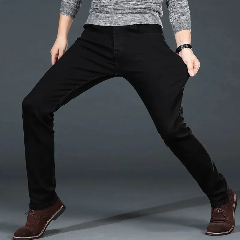Men Plus Size Jeans 38 40 Slim Skinny Stretch Straight Classic Version of Simple Black Denim Pants Male Brand Clothing — image 3