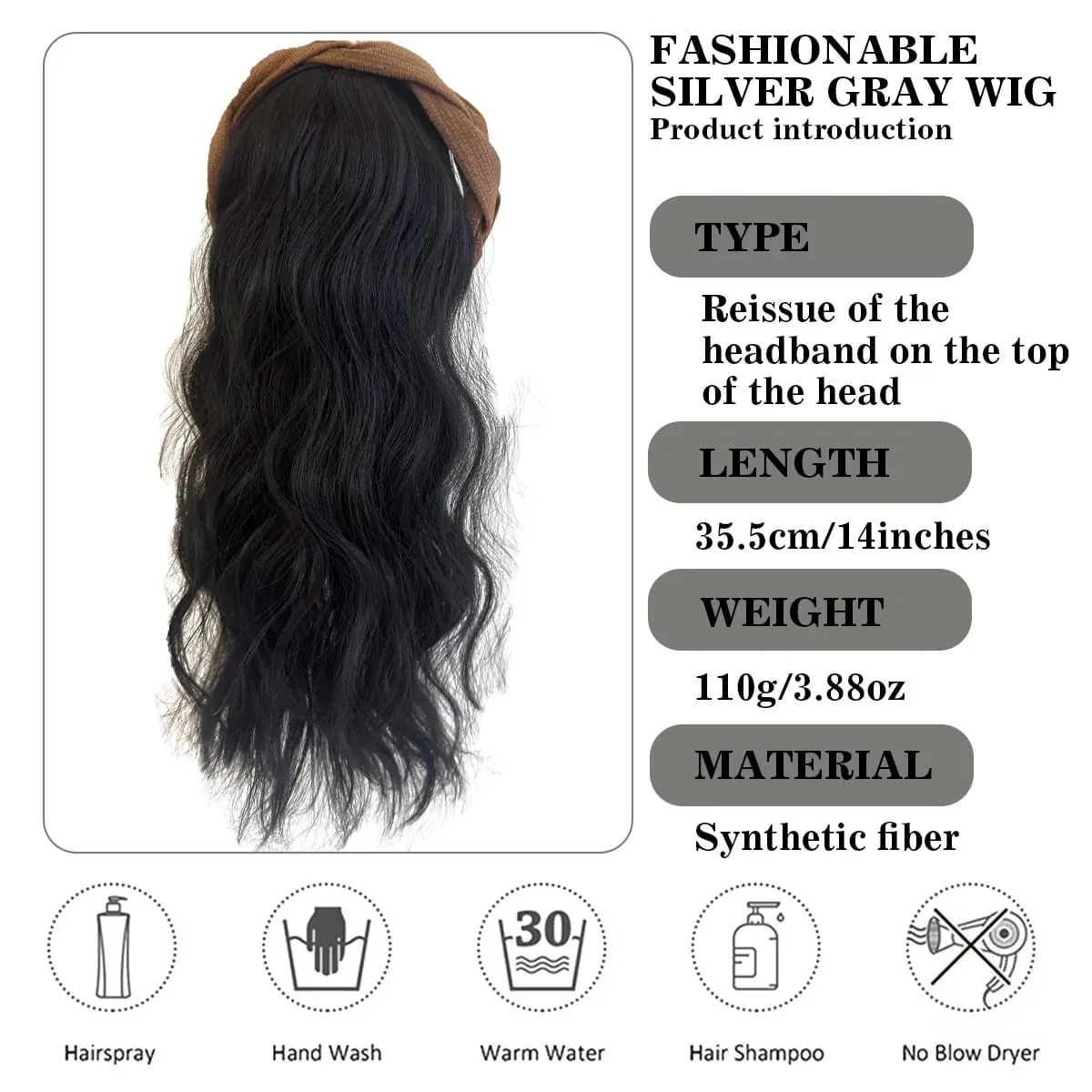 Topper faixa de cabelo sintético encaracolado cabeça substituição bloco peruca feminina resistente ao calor faixa de cabelo peruca de extensão de cabelo — image 2