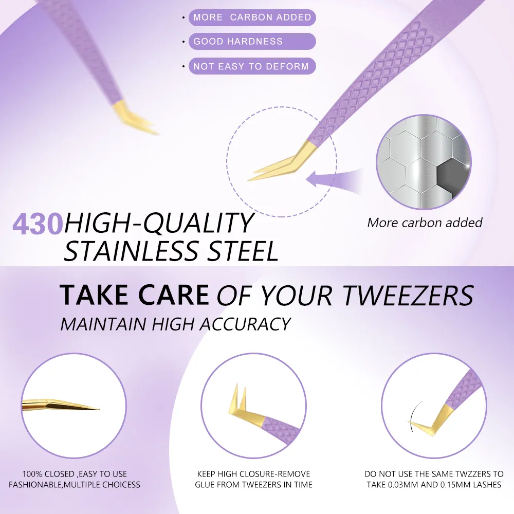 Eyelashes Tweezers Stainless Steel Superhard Tweezers High Precision Anti-static Tweezers For Eyelash Extensions Tools — image 2