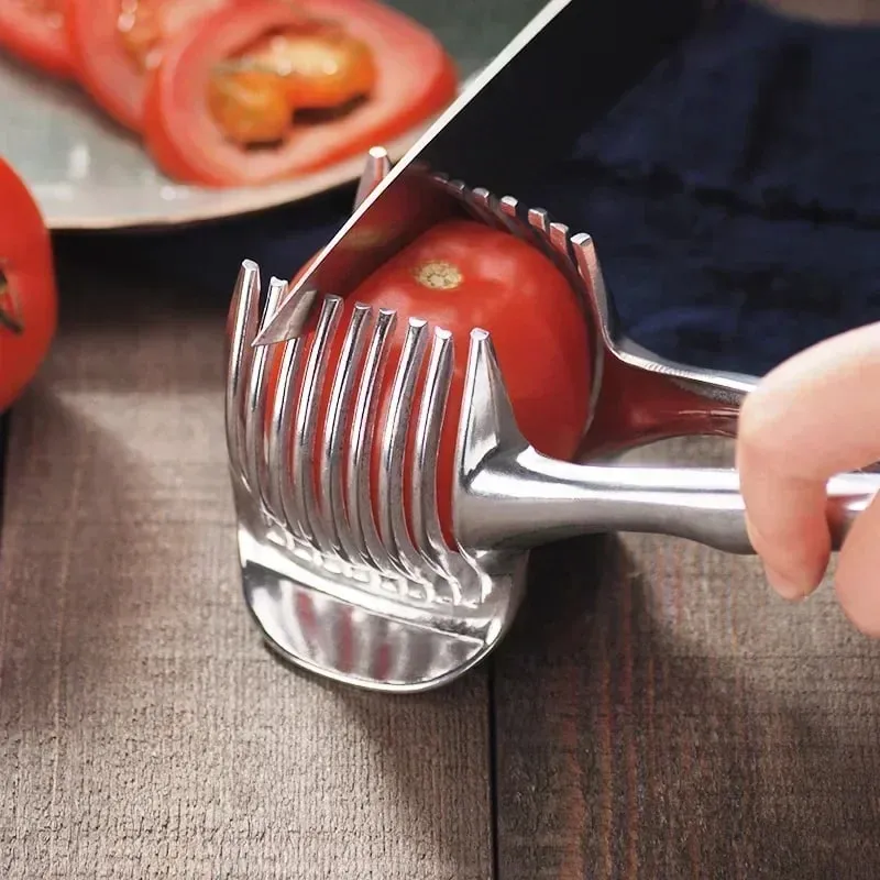 Stainless Steel Kitchen Handheld Orange Lemon Slicer Tomato Cutting Clip Fruit Slicer Onion Slicer KitchenItem Cutter Accessorie — image 1