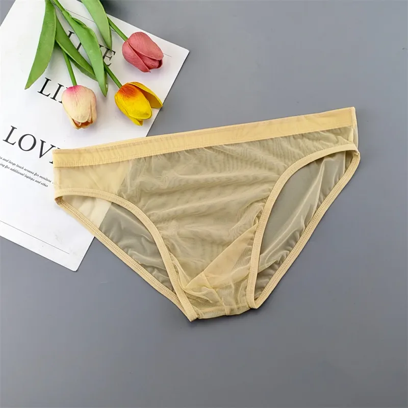 5pcs Transparent Mesh Underwear for Men Ultra-thin Perspective Mid-rise Male Pouch Slips Homme Panties Plus Size — image 12