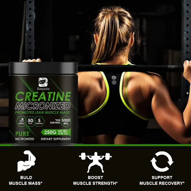 Beworths Kreatin-Monohydrat-Pulver 5000 mg für den Muskelaufbau vor dem Training, Zellenergie, Gehirn, Immungesundheit für das Fitnessstudio — image 3