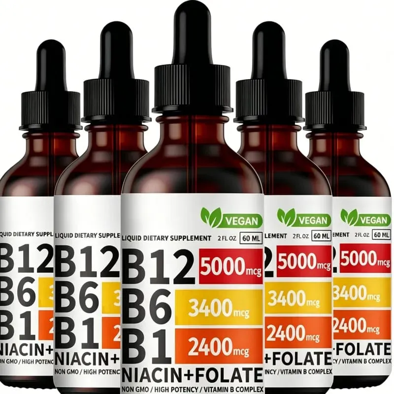 Vitamin B6 Kapky Komplex B12 B1 Folát Tekutý doplněk pro podporu trávicího systému Kapky Tekuté Kapky s trojitým vstřebáváním — image 9