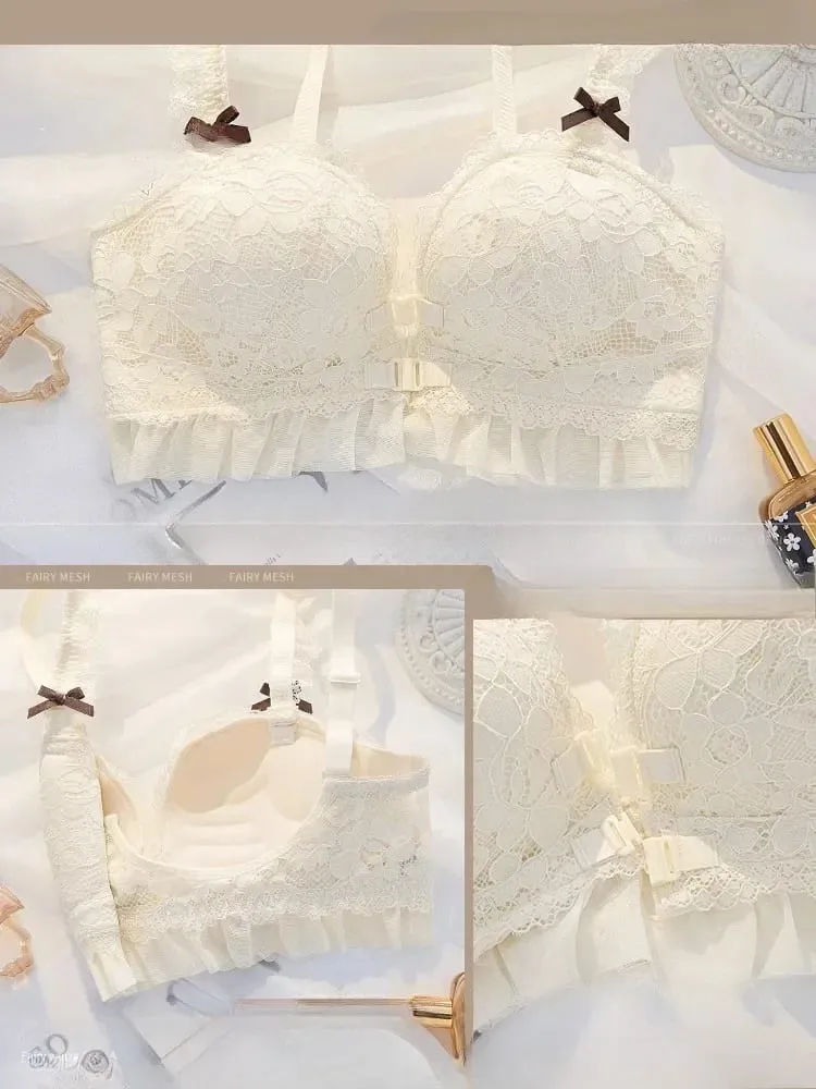 Luxury Japanese-style Hot Button Underwear Women Gather Small Chest Thickening Flat Chest Sexy Bra — image 4