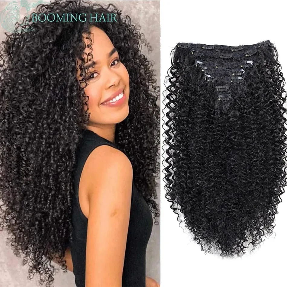 Afro Kinky Curly Synthetic Clip In Hair Extension Full Head Long 26” Afro Kinky Curly Fake Hair Pieces Clip-on hairpin For Women
