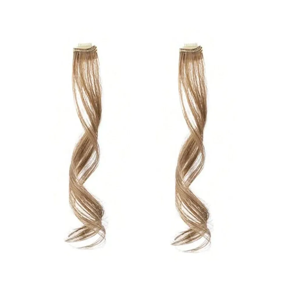 Long Side Air Bangs 2 PCS Synthetic Set Wavy Curly Clip in Curtain Bangs Front Side Bangs Face-Framing Highlights for Women — image 3