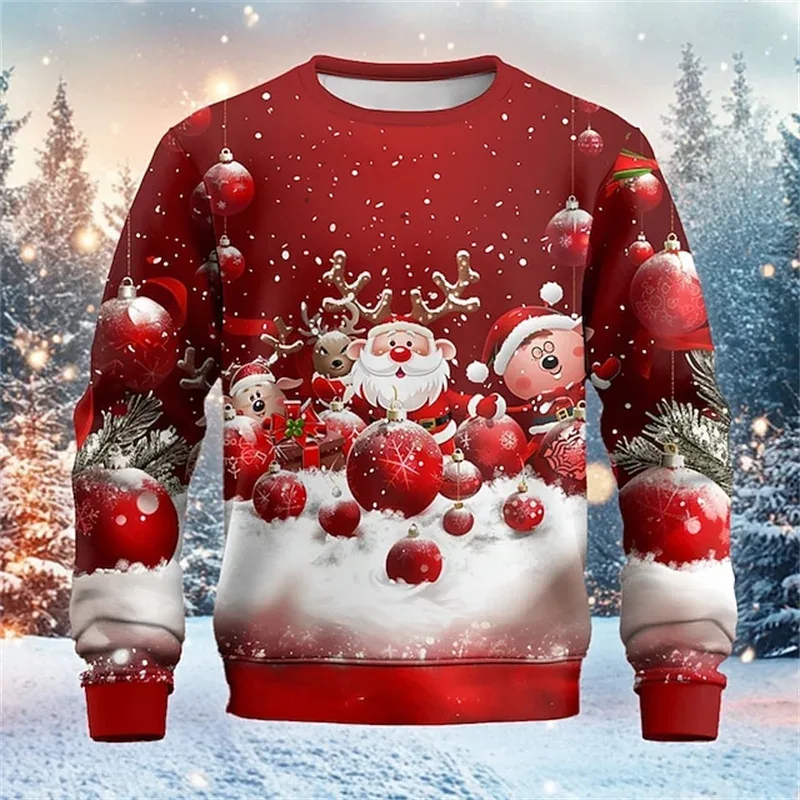 Christmas Fake Suit Pattern Hoodie For Men Santa Claus 3D Printed Sweatshirt Autumn Long Sleeve Tops O-Neck Hoodies Pullovers — image 3