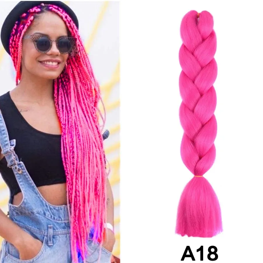24 Inch Synthetic Jumbo Braid Pure And Ombre Braiding Hair Extensions For Women DIY Jumbo Hair Braids Black Green Gray Brown — image 23