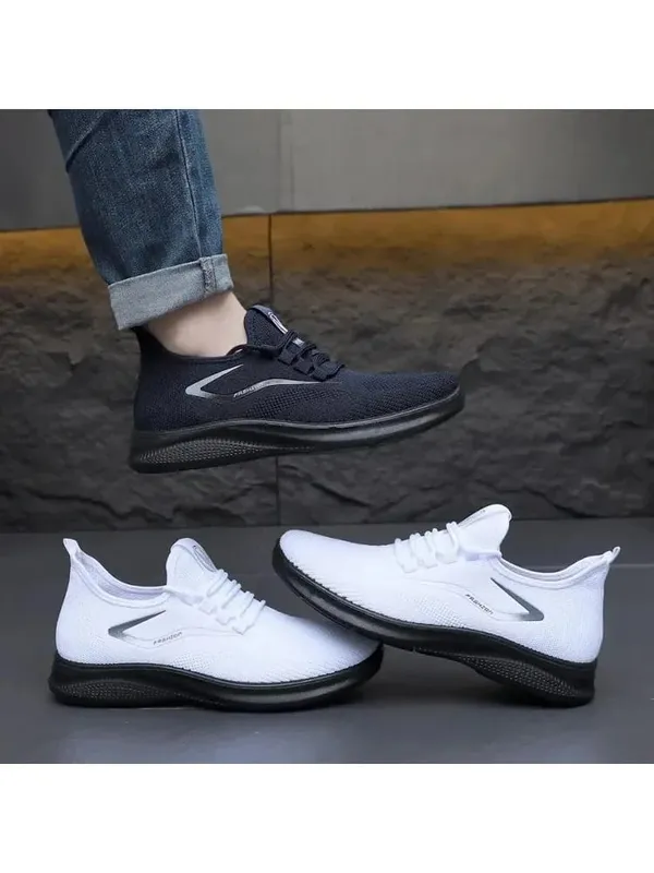 Atmungsaktive Slip-On-Schuhe mit Air-Strick-Obermaterial, flexible, weiche, rutschfeste Sohle, lässige Lauftrainer für den täglichen Gebrauch zu jeder Jahreszeit — image 1