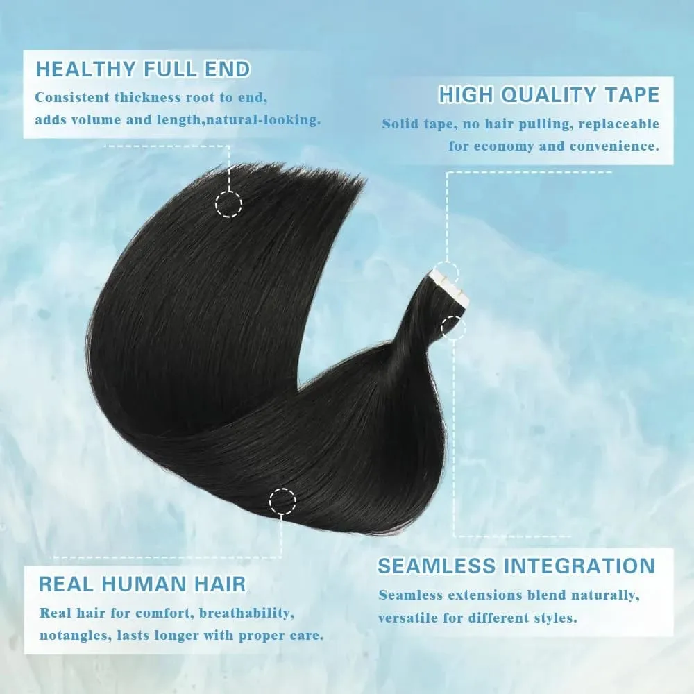 Colored Bone Straight Tape In Hair Extensions 100% Human Hair Invisible Seamless Skin Weft Tape In Human Hair Extensions 26 Inch — image 3