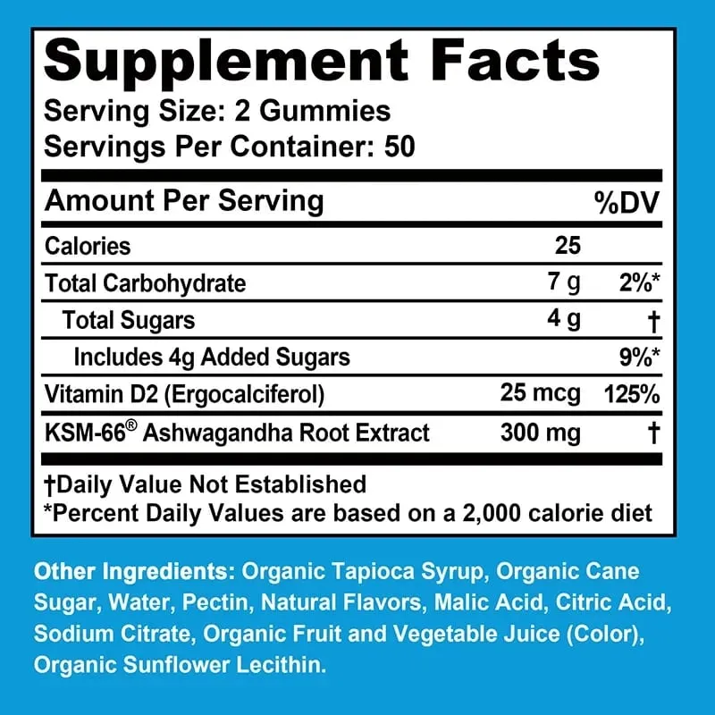 Ashwagandha Gummies - Relieve Stress Enhance Memory Focus Promote Immune and Nervous System Health and Metabolism — image 3
