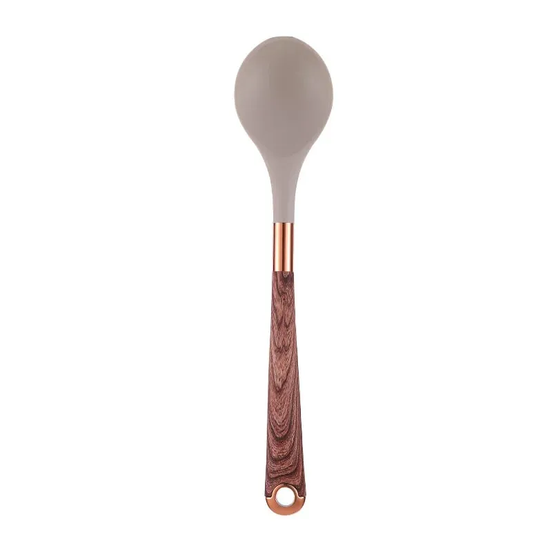 Silicone Kitchen Utensil Set 10 Pcs Cooking Utensil with Utensils Holder Wooden Pattern Handles Nonstick Cookware JT264