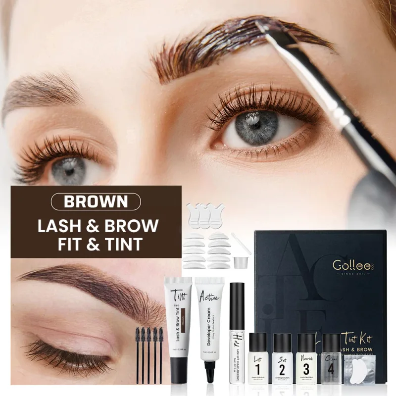 Gollee Eyelash Lifting Perm Kit Natural Lashes Enhancer Long Lasting 4-6 Weeks Black Lash Brow Tinting Perm Professional Makeup