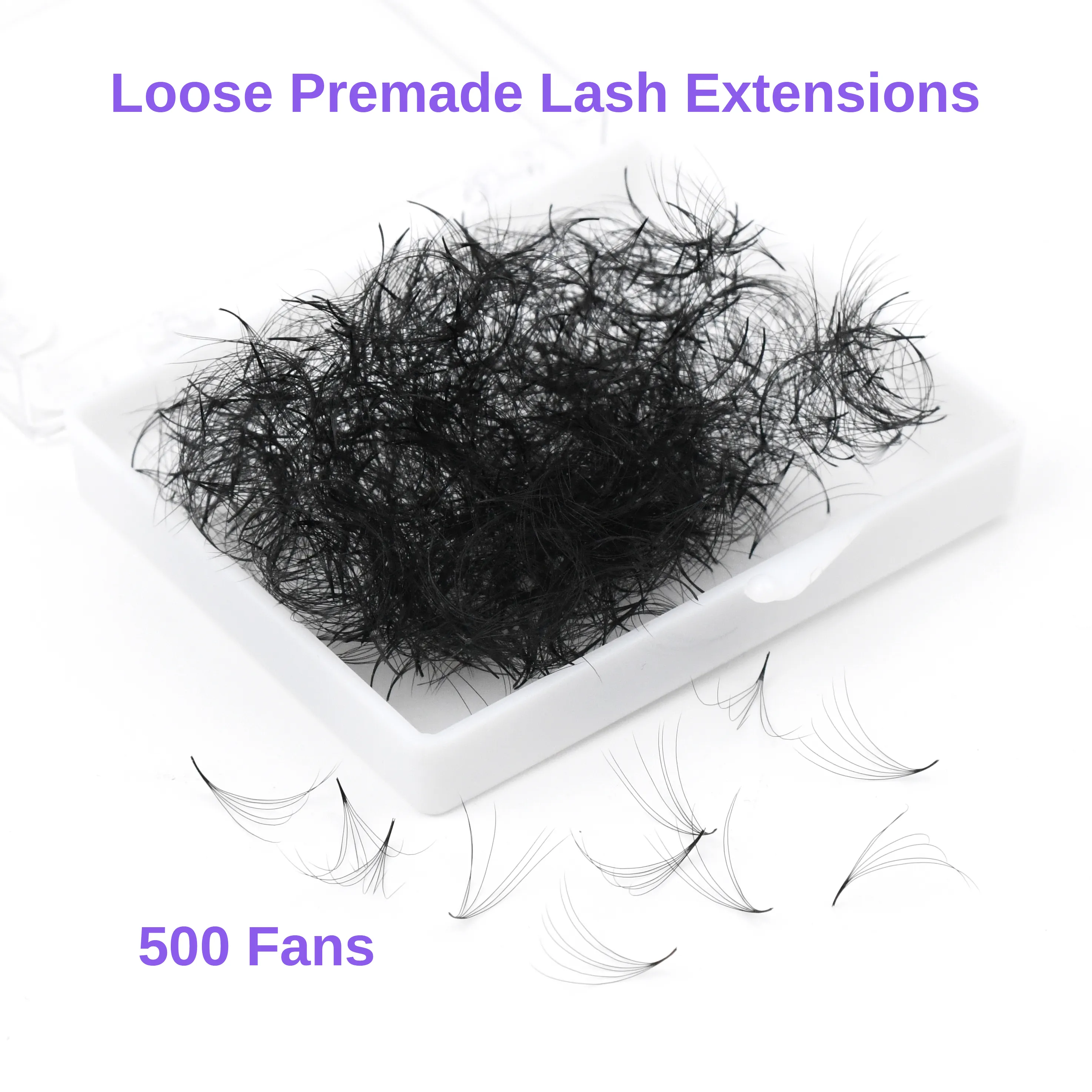 500 Fans Loose Fan Eyelash Extensions 4D to 20D Pointy Base Premade Volume Fans Long Stem Professional Lashes — image 6