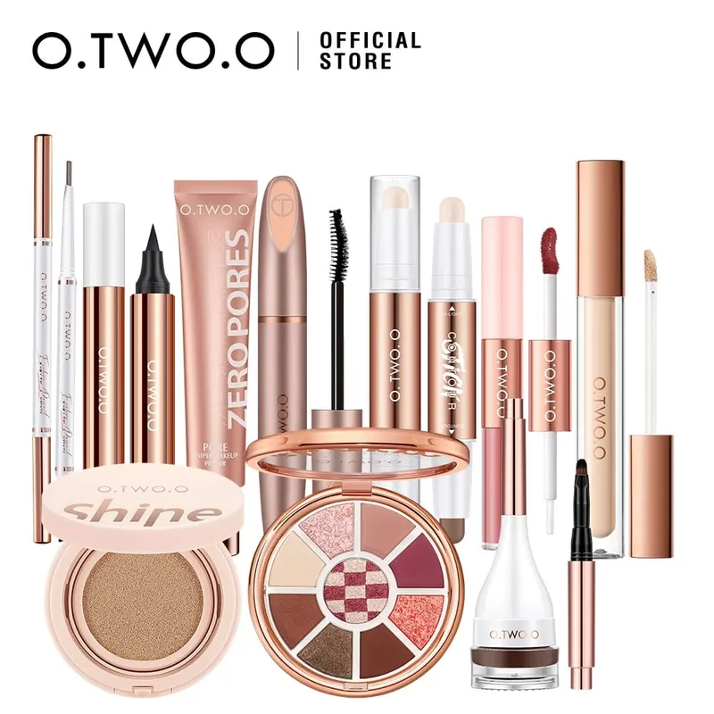 O.TWO.O 풀 메이크업 세트 10pcs 화장품 키트 마스카라 아이 라이너 파운데이션 BB 크림 에어 쿠션 컨실러 립스틱 메이크업 여성용