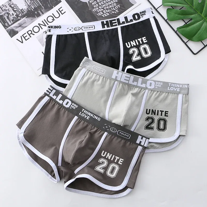 1/3pcs Men Underwear Sports Boxer Shorts Cotton Solid Color Sexy Panties Fashion Breathable Comfortable Underpants Man U Convex — image 33