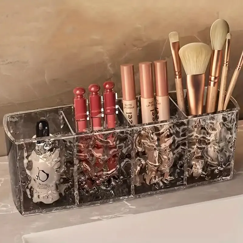 4 Holes Acrylic Cosmetic Makeup Storage Box Transparent Lipstick Brushes Eyebrow Pencil Organizer Large-Capacity Make Up Tools