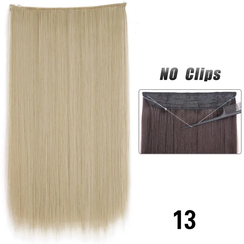 No Clips Hair Extensions Invisible Wire Long Straight Synthetic False Hair Piece 80cm Black Brown Blonde Hairstyle — image 17