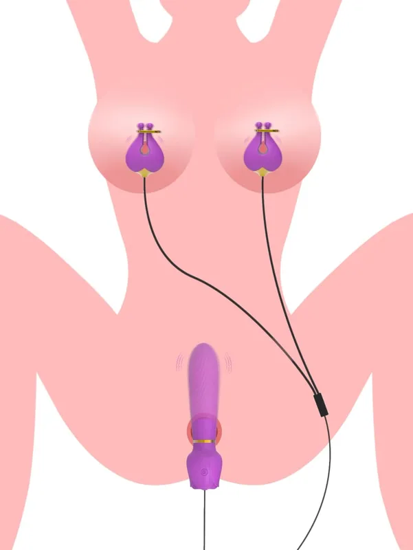 Nipple Vibrator for Women with Nipple Clamps Breast Clips Clitoral Stimulation G Spot Wand Vibrators Adult Goods for Couples 18+