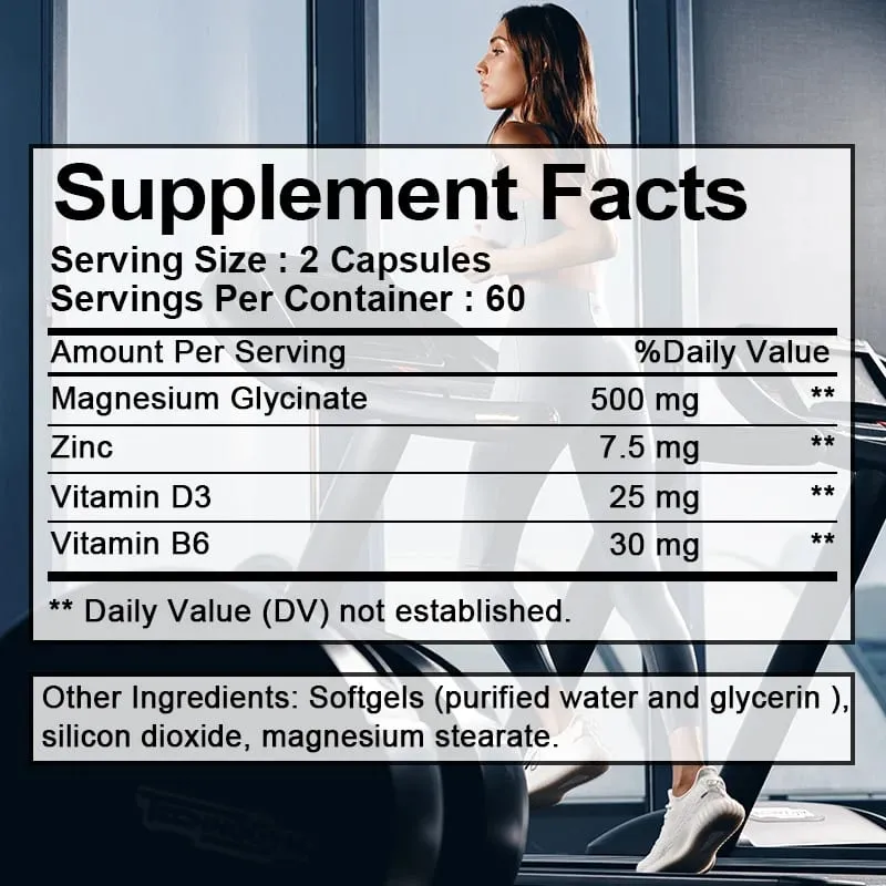 Daitea Magnesium and Zinc Capsules - Magnesium Glycinate Supplement to Support Muscle Nerve Joint and Heart Health