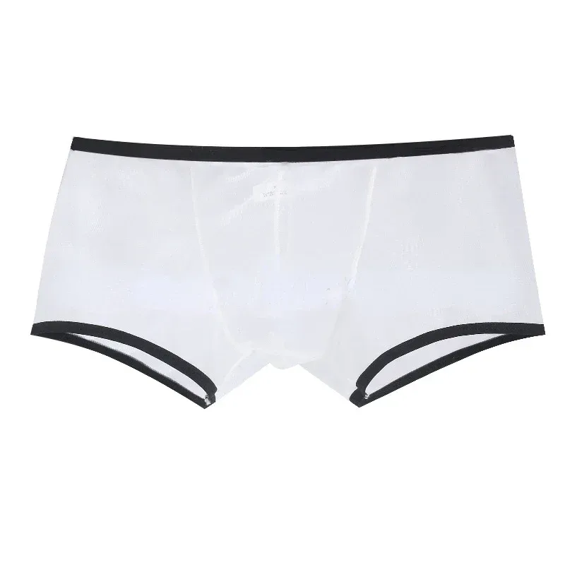 Men See Through Ultra-thin Boxer Briefs Shorts U Convex Pouch Underwear Panties Mesh Low Rise Transparent Qucik-Dry Underpants