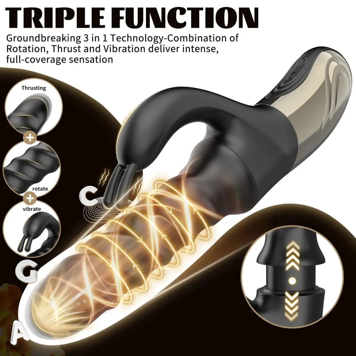 2026 Tornado Swirling G Spot Vibratore del coniglio Rotante a 360 ° Spinta Giocattoli del sesso femminile per la stimolazione anale del clitoride Masturbazione