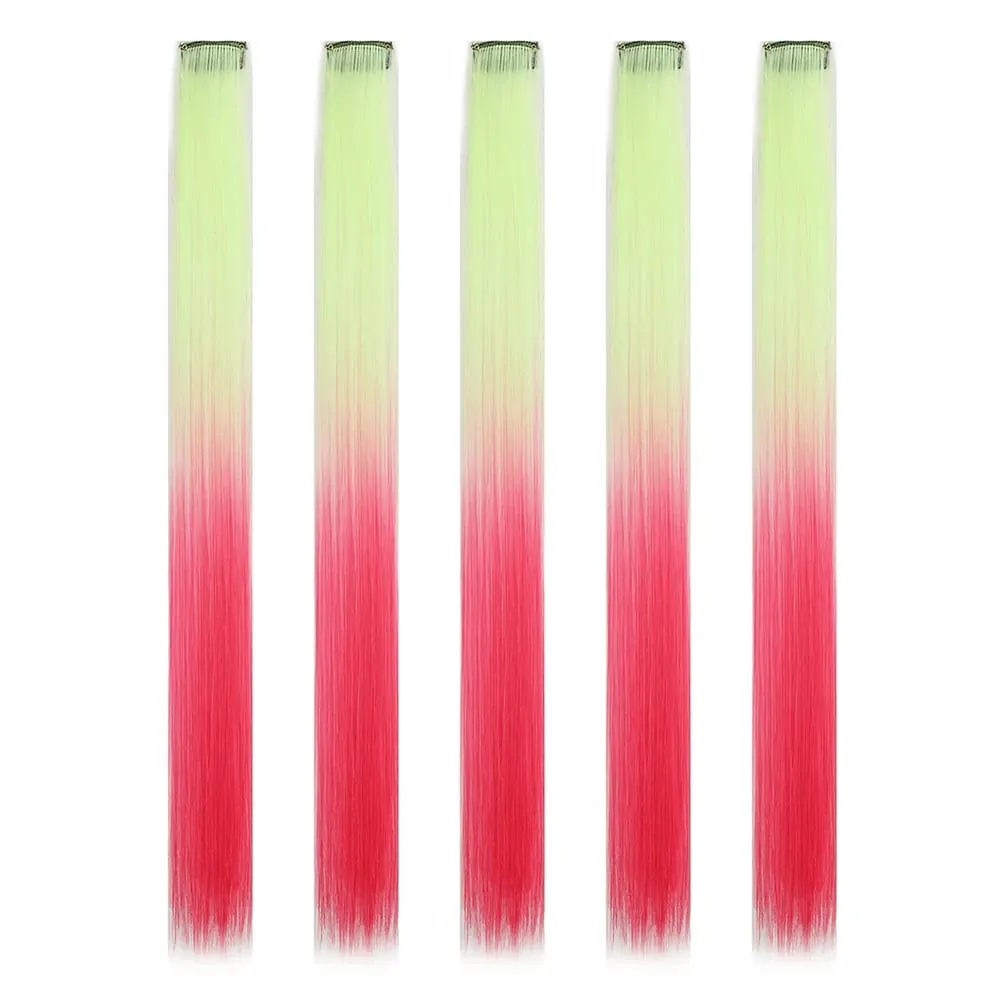 5PCS/set Clip in Hair Extensions Synthetic Hairpieces Colored Party Highlights for Girls 18 inches Multi-colors Straight Hair — image 22
