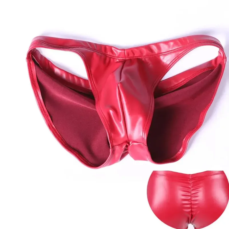 Seluar Renang Berkilat Minyak PU Buih Anjal Punggung Bertingkat Rendah-Mengangkat Slip Bikini Shirring Jahitan Selangkangan Seluar Dalam Mandi Seluar Pendek — image 13