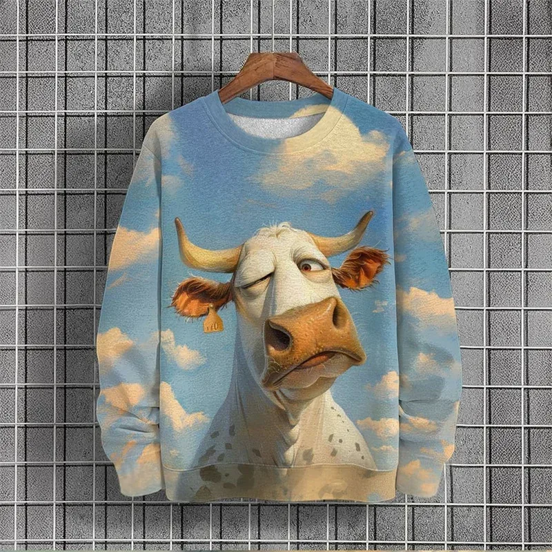 3D Printed Funny Animal Hoodie For Men Cartoon Cow Sheep Pattern Sweatshirts Autumn Long Sleeves Unisex Loose Hoodies O-Neck Top — image 3