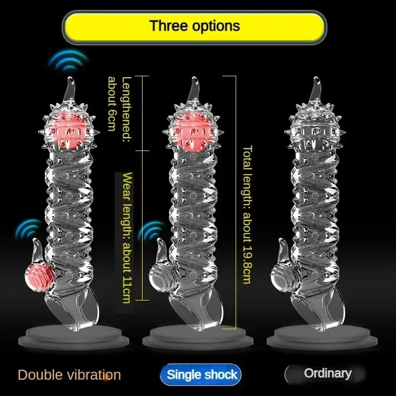 Penis Extension Sleeve Vibrator Extender 4cm Reusable Condoms Soft Delay Ejaculation Dick Sleeve Adult Sex Toys for Men — image 5