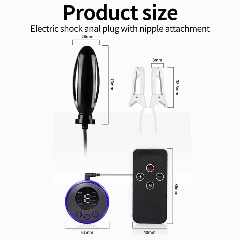 Electric Shock Anal Beads Dildo Vibrator Electro Pulse Nipple Shcok Stimulator Massager Nipple Clip Adult Sex Toys For Women Men — image 5