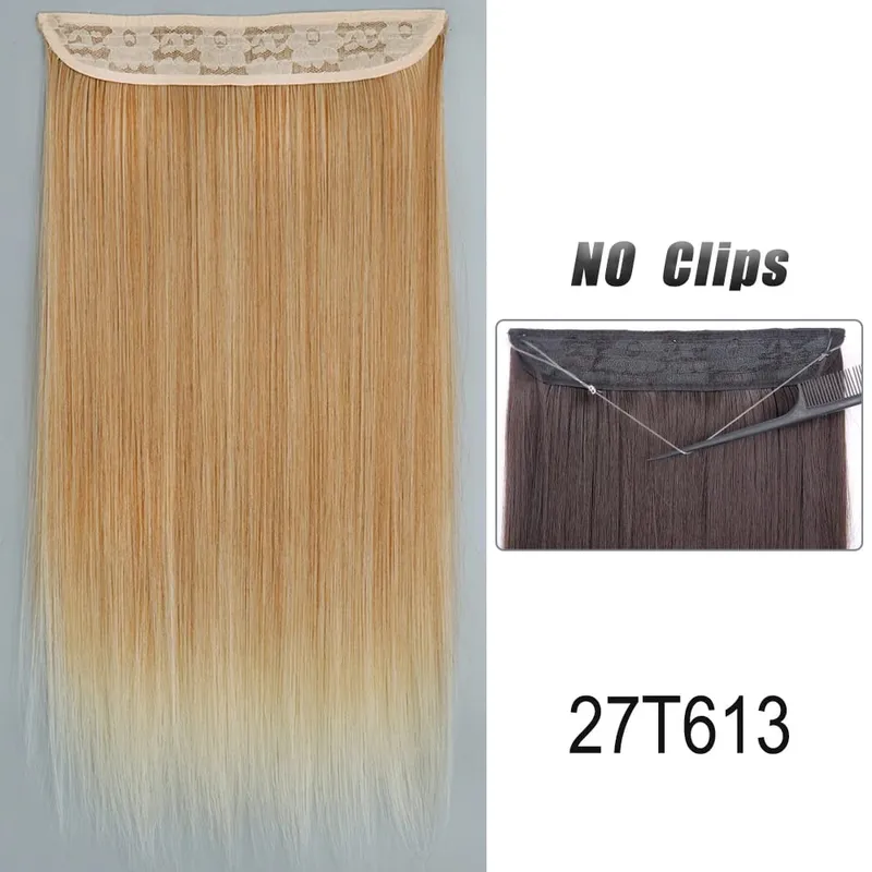 No Clips Hair Extensions Invisible Wire Long Straight Synthetic False Hair Piece 80cm Black Brown Blonde Hairstyle — image 26